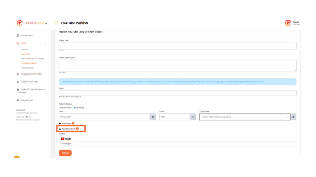 Menjadwalkan Video YouTube - Scheduling YouTube Video Via Sociosight