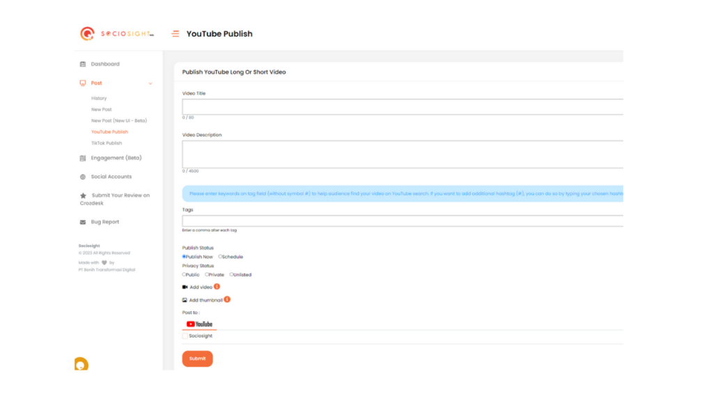 Menjadwalkan Video YouTube - Scheduling YouTube Video Via Sociosight