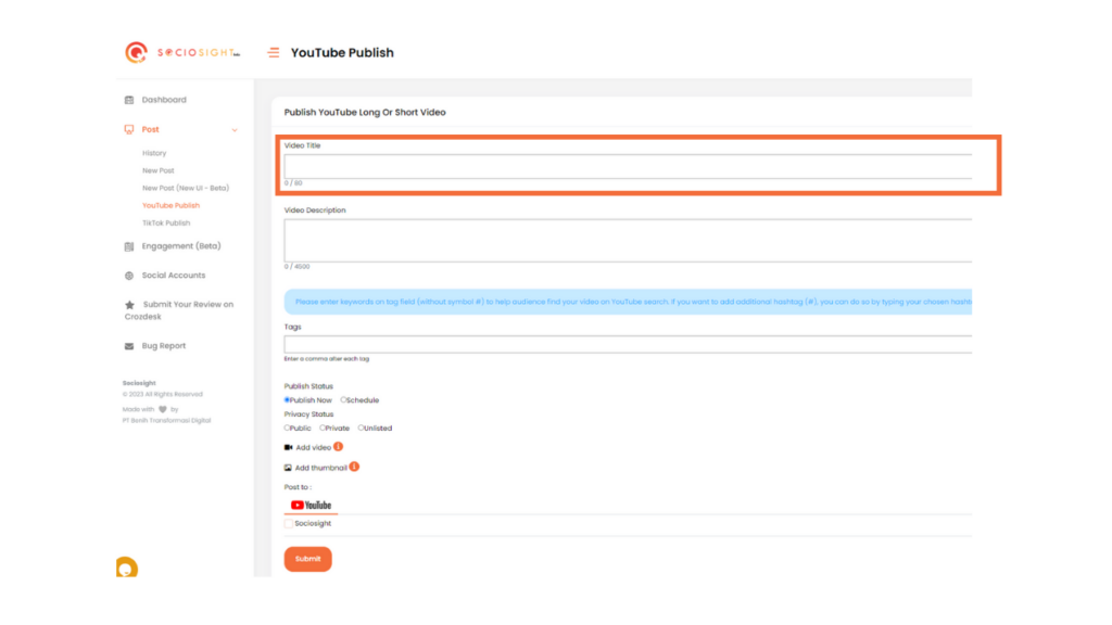 Menjadwalkan Video YouTube - Scheduling YouTube Video Via Sociosight