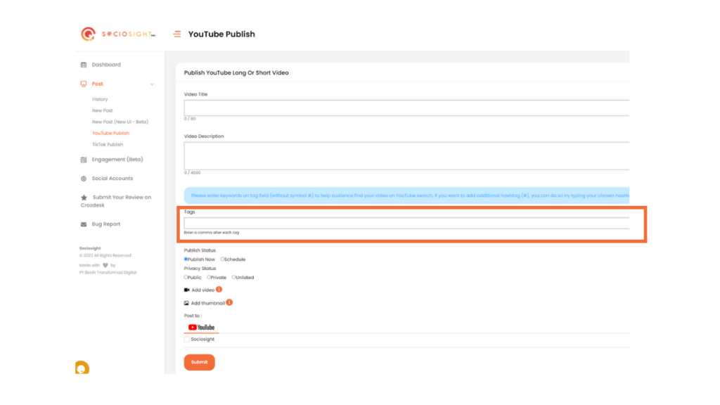 Menjadwalkan Video YouTube - Scheduling YouTube Video Via Sociosight