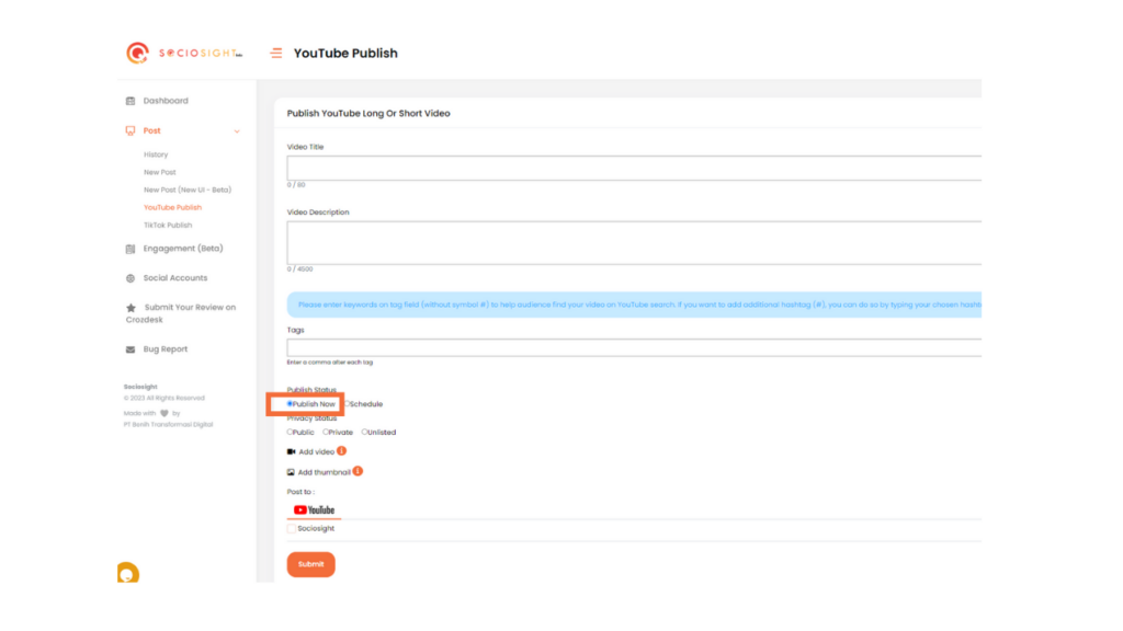 Menjadwalkan Video YouTube - Scheduling YouTube Video Via Sociosight