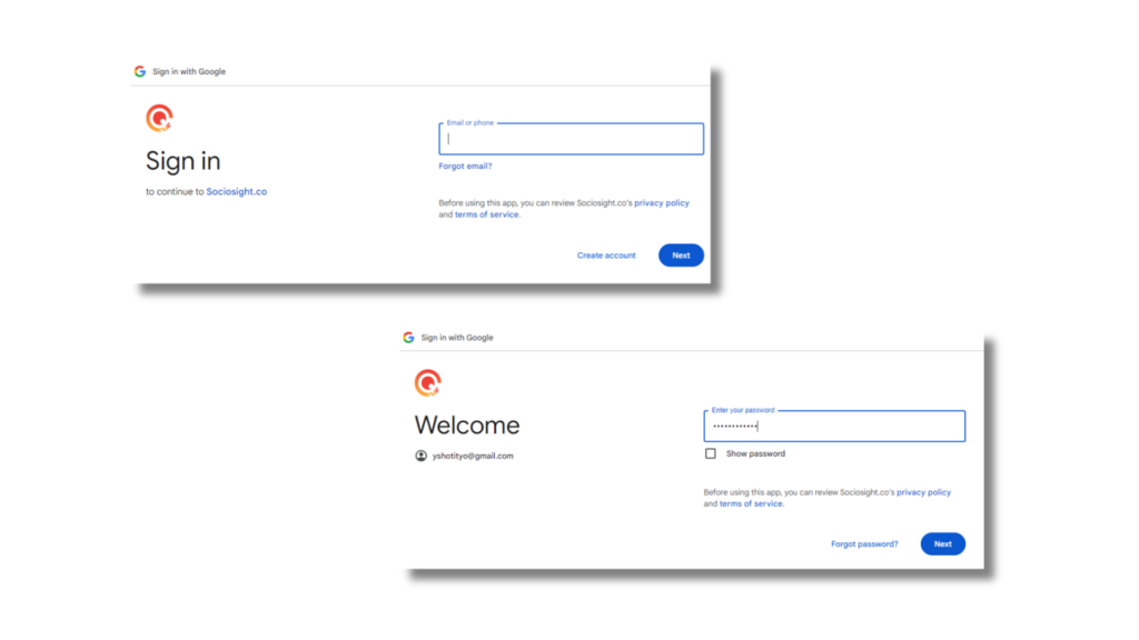 Sociosight - Registration Process