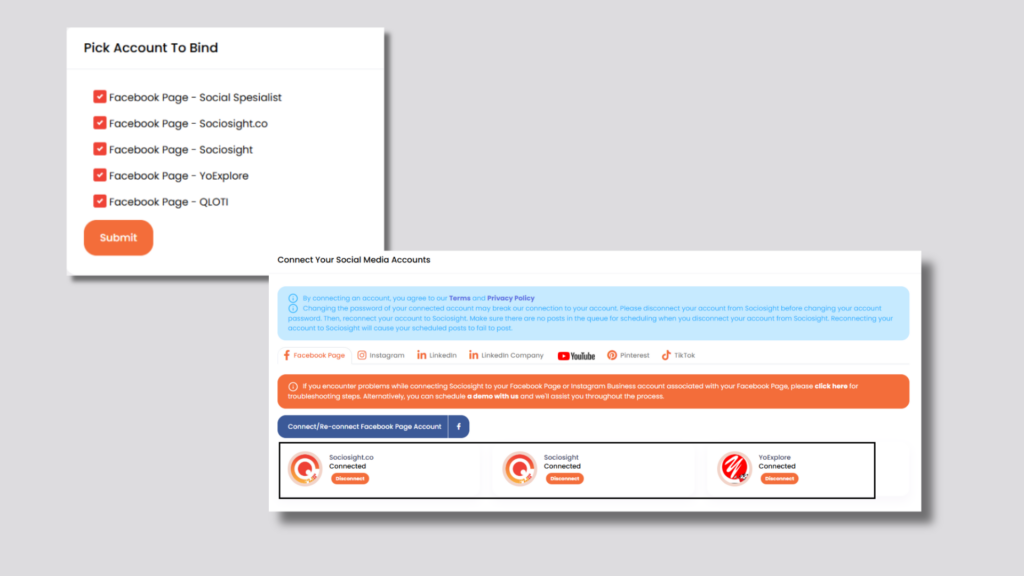 How to Bind or Connect Your Social Media Profiles Into The Sociosight App